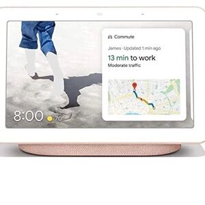 Google Nest Hub smart display in Chalk with Pink base
